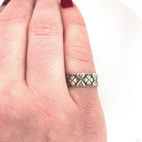 6k Victorian Low Garnet Gold Band Ring Size 6.75 Jewelry (#J6141)