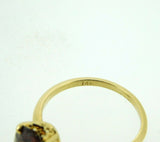 14k Yellow Gold Concave Cut 3 Carat Genuine Natural Garnet Ring (#J4419)