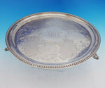 George Sharp Coin Silver Tray Round Cast and Applied Scroll w/Feet #136 (#3528)