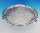 George Sharp Coin Silver Tray Round Cast and Applied Scroll w/Feet #136 (#3528)