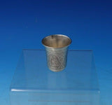 Russian .875 Silver Shot Glass Bright-Cut with House and Flowers (#5177)