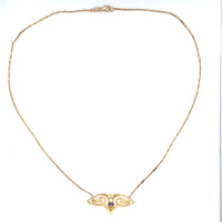 14k and 8k German Jugendstil Necklace Sapphires and Pearl Jewelry (#J6162)