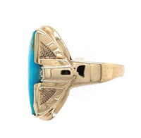 10k Gold Large 9.91ct Genuine Natural Turquoise and Diamond Men's Ring (#J6134)