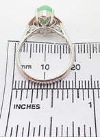 14k White Gold Jadeite Jade and Diamond Ring with Report (#J3288)