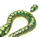 Large 14k Yellow Gold Genuine Natural Peridot Snake Pendant Enhancer (#J4464)