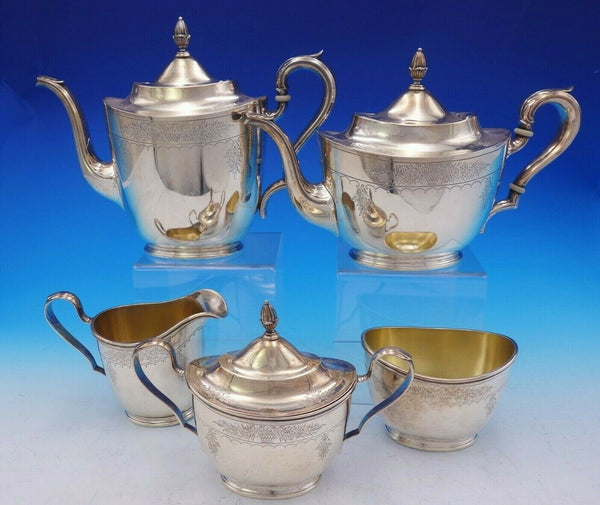 Richmond Chased by International Sterling Silver Tea Set 5pc Hand Chased (#3582)