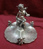 Portuguese Sterling Cherub Stand w/Cherub Finial & Feet Figural Beautiful