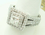 14K Gold 1.5ct Genuine Natural Diamond Ring with 1/2ct Princess (#J2379)