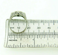 10k White Gold Filigree Genuine Natural Rock Crystal Quartz Ring (#J4528)