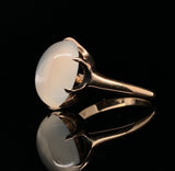 Victorian Large Oval Genuine Natural Moonstone 10K Yellow Gold Ring (#J6004)