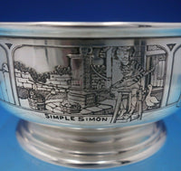 William Kerr Sterling Silver Child's Set 2pc Acid Etched w/ Nursery Rhymes #5248