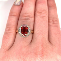 14k Gold 4.41 Carat Genuine Natural Spessartine Garnet and Diamond Ring (#J5419)