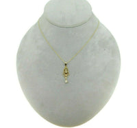 10k Yellow Gold Diamond and Pearl Lavaliere Pendant (#J4819)
