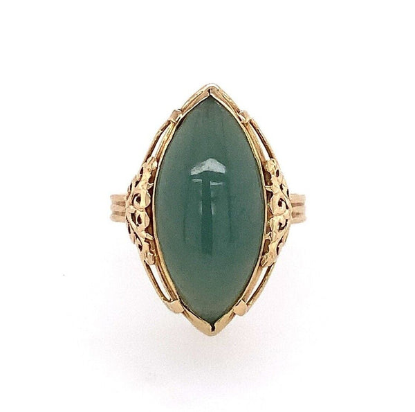 14k Yellow Gold Ming's Jadeite Jade Ring with GIA Report (#J5663)