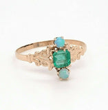 10k Yellow Gold Victorian Genuine Natural Emerald and Opal Ring (#J4823)