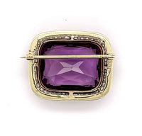 14k Yellow Gold 20 Carat Amethyst Pin Art Deco with Enamel (#J5622)