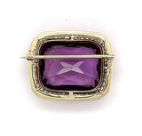 14k Yellow Gold 20 Carat Amethyst Pin Art Deco with Enamel (#J5622)