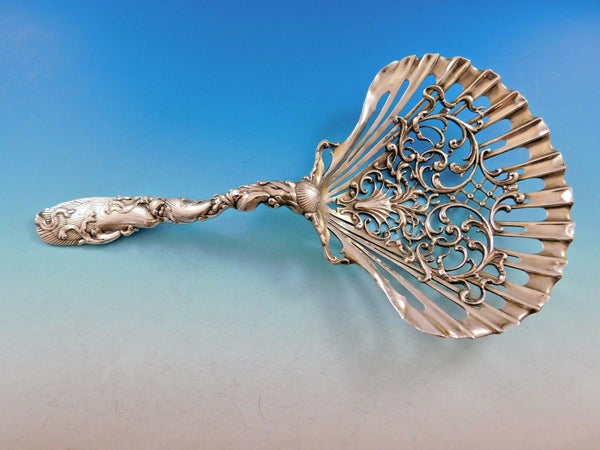 Whiting Sterling Silver BonBonniere Spoon Shell Seaweed Motif 10 1/4" Art Silver