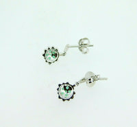 14k White Gold Genuine Natural Emerald and Diamond Drop Earrings (#J5072)