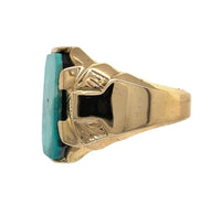 10k Yellow Gold Vintage 5.83ct Genuine Natural Turquoise Men's Ring (#J6135)