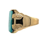 10k Yellow Gold Vintage 5.83ct Genuine Natural Turquoise Men's Ring (#J6135)