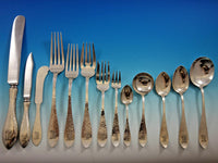 Antique Hammered by Shreve Sterling Silver Flatware Set Service Dinner 158 Pcs