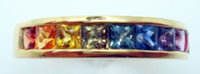 18k Gold 1.47ct TW Genuine Natural Rainbow Sapphire Channel Ring Band (#J235)