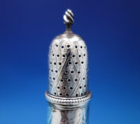English Georgian Sterling Silver Pepper Shaker Hand Engraved w/Flowers (#6819-2)