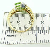 14k Gold Trillion Cut Genuine Natural Peridot and Diamond Bypass Ring (#J4241)