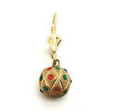 14k Yellow Gold Multi-Color Enamel Earrings (#J5360)