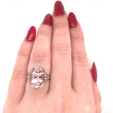14k Gold Large 8.77ct Pink Genuine Natural Morganite Filigree Ring (#J5763)