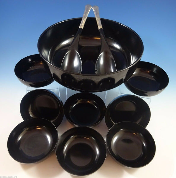 Chippendale by Towle Sterling Silver Salad Set 11Pc w/Black Melamine (#1189)