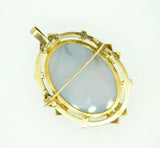 14k Yellow Gold Black and White Stone Cameo Pin / Pendant with Pearls (#J4467)