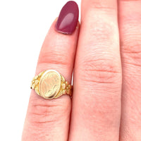 10k Yellow Gold Child's Signet Ring with Flowers (#J5690)