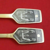 Christmas Theme by Michelsen Sterling Silver Fork and Spoon Set 1973 Vermeil