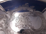 German .800 Silver Tea Tray Bright-Cut w/Shell Oak Leaves Lion Crest Stag #7457