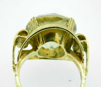 14k Yellow Gold Retro Large Genuine Natural Smoky Quartz Ring (#J4529)