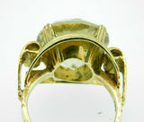 14k Yellow Gold Retro Large Genuine Natural Smoky Quartz Ring (#J4529)