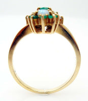 Ravishing 14k Gold Ring with Genuine Natural Pear Opals and Emeralds (#J411)