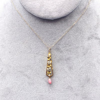 10k Yellow Gold Art Nouveau Lavaliere with Conch Pearl Drop (#J6166)