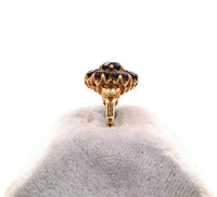10k Yellow Gold Antique Genuine Natural Garnet Rosette Ring (#J5418)