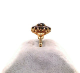 10k Yellow Gold Antique Genuine Natural Garnet Rosette Ring (#J5418)