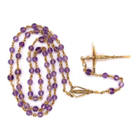 14k Yellow Gold Creed Rosary with Genuine Natural Amethyst Beads (#J5961)