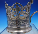 Russian .875 Silver Cup Holder Hand Engraved Pierced w/Niello 3 5/8" Tall #3872