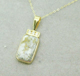 14k Gold 6.5ct Genuine Natural Gold Vein Quartz and Diamond Pendant (#J5090)