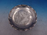 Chinese Export Sterling Silver Serving Plate Footed Dragon & Phoenix (#6924)