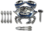 Grande Baroque Wallace Sterling Silver Crab Seafood Set w/Crab Dish and Mallet