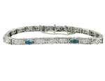 14k White Gold Filigree Diamond Sapphire Bracelet (#J4707)