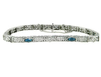 14k White Gold Filigree Diamond Sapphire Bracelet (#J4707)