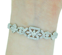 Platinum Art Deco 3 Carat Total Weight Genuine Natural Diamond Bracelet (#J4808)
